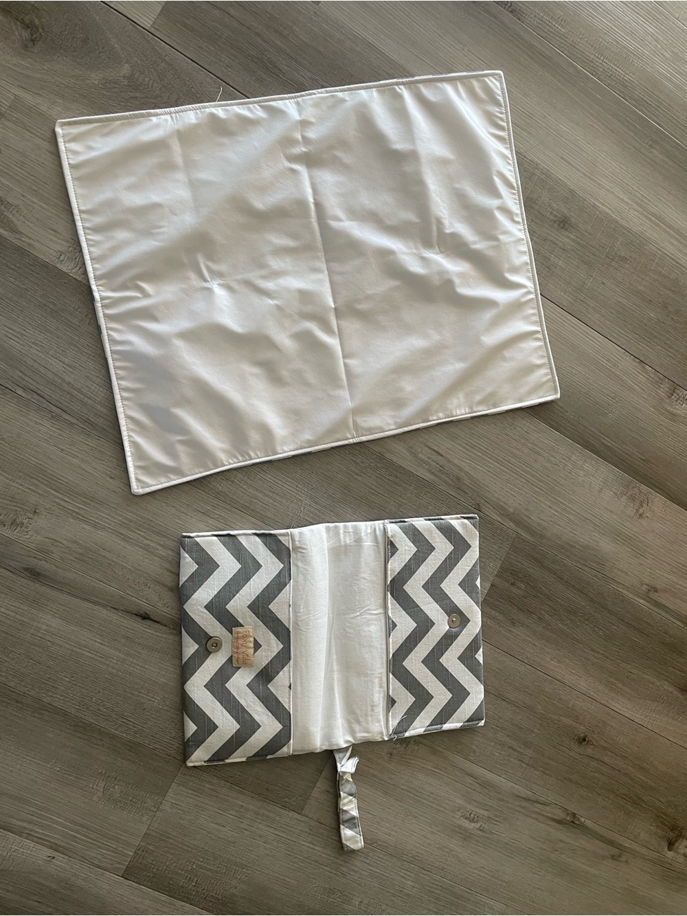 Gray/White Chevron portable Changing Pad and Diaper Carrying Case